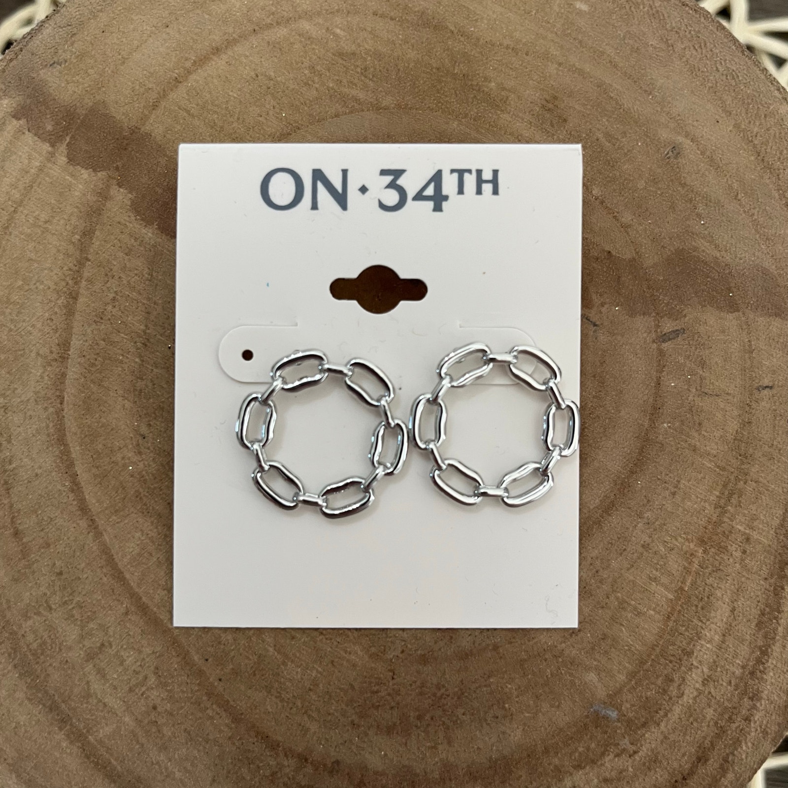 On 34th Silver Chain Link Earrings 11$